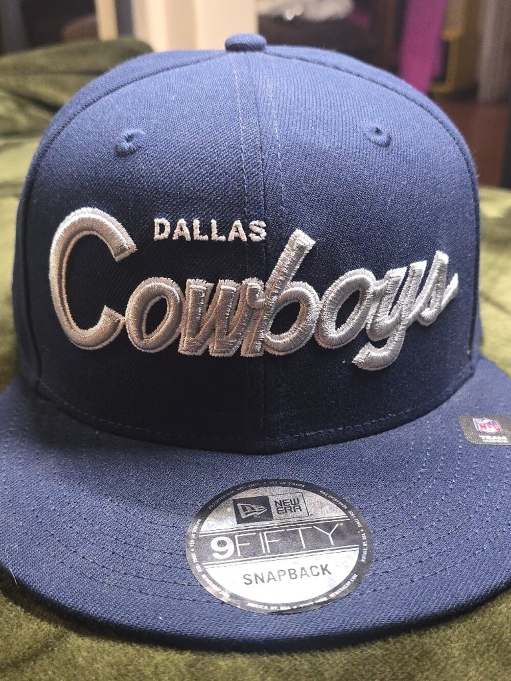 New Era 9FIFTY Dallas Cowboys Script Snapback Hat Navy Gray OSFM